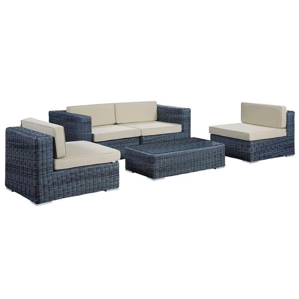 Modway Summon 5 Piece Sunbrella Outdoor Patio Sectional Set | Outdoor Sofas, Loveseats & Sectionals | Modishstore