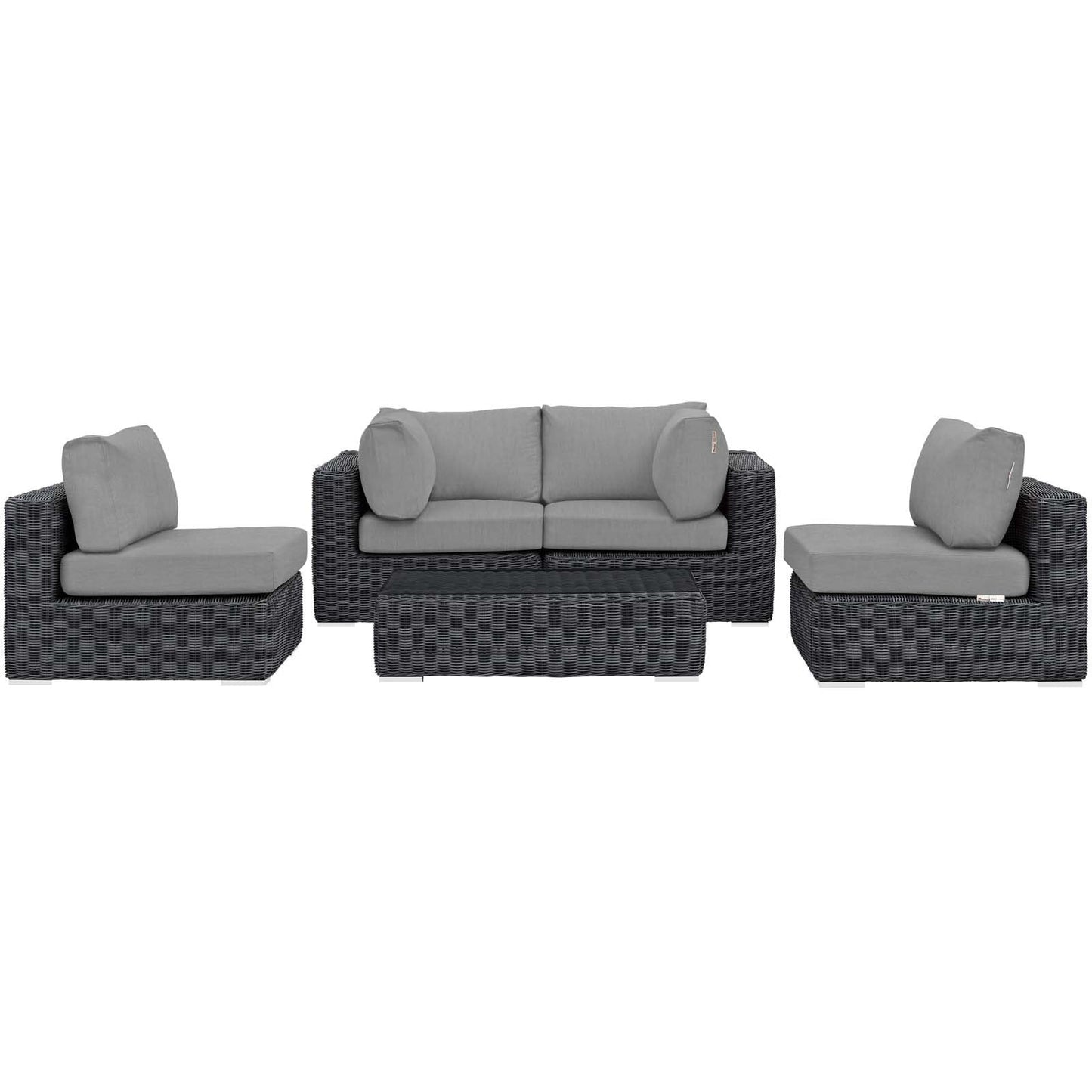 Modway Summon 5 Piece Sunbrella Outdoor Patio Sectional Set | Outdoor Sofas, Loveseats & Sectionals | Modishstore-2