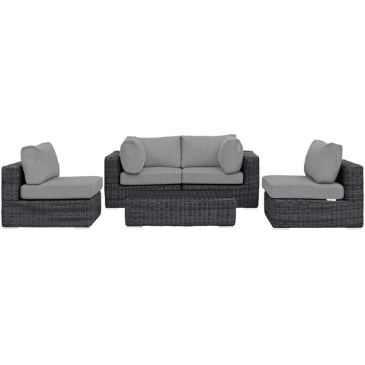 Modway Summon 5 Piece Sunbrella Outdoor Patio Sectional Set | Outdoor Sofas, Loveseats & Sectionals | Modishstore-2