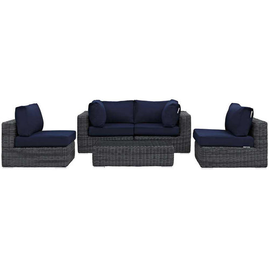 Modway Summon 5 Piece Sunbrella Outdoor Patio Sectional Set | Outdoor Sofas, Loveseats & Sectionals | Modishstore-23