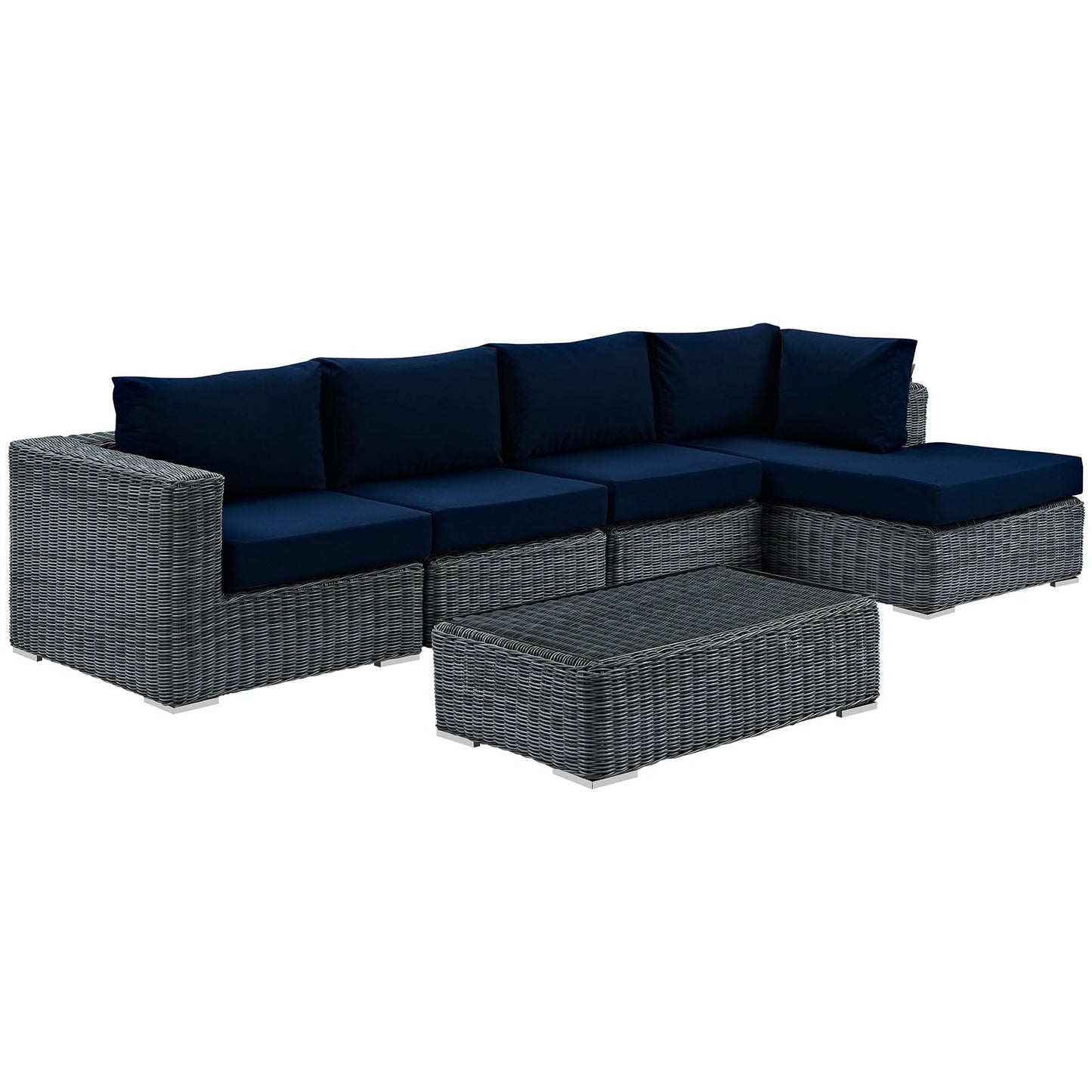 Summon 5 Piece Outdoor Patio Sunbrella® Sectional Set By Modway - EEI-1900 | Outdoor Sofas, Loveseats & Sectionals | Modishstore