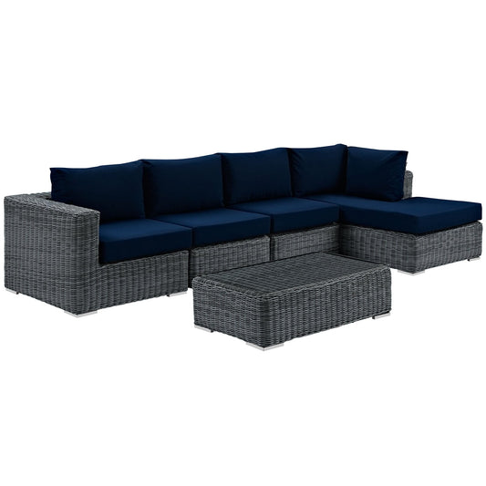 Summon 5 Piece Outdoor Patio Sunbrella® Sectional Set By Modway - EEI-1900 | Outdoor Sofas, Loveseats & Sectionals | Modishstore