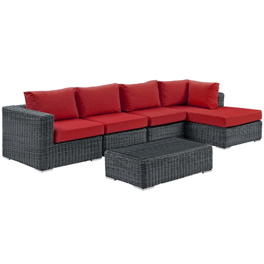 Summon 5 Piece Outdoor Patio Sunbrella® Sectional Set By Modway - EEI-1900 | Outdoor Sofas, Loveseats & Sectionals | Modishstore - 2