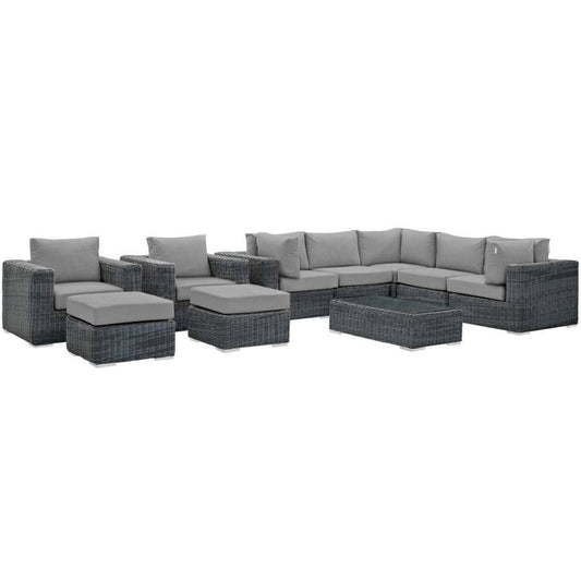 Modway Summon 10 Piece Outdoor Patio Sectional Set | Outdoor Sofas, Loveseats & Sectionals | Modishstore-3