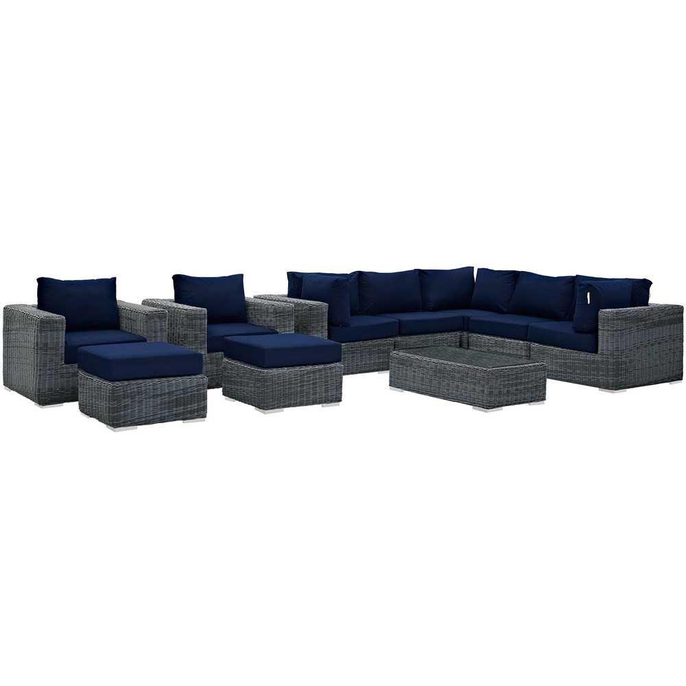 Modway Summon 10 Piece Outdoor Patio Sectional Set | Outdoor Sofas, Loveseats & Sectionals | Modishstore