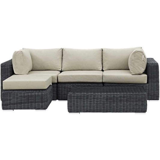 Modway Summon 5 Piece Outdoor Patio Sunbrella Sectional Set - EEI-1904 | Outdoor Sofas, Loveseats & Sectionals | Modishstore