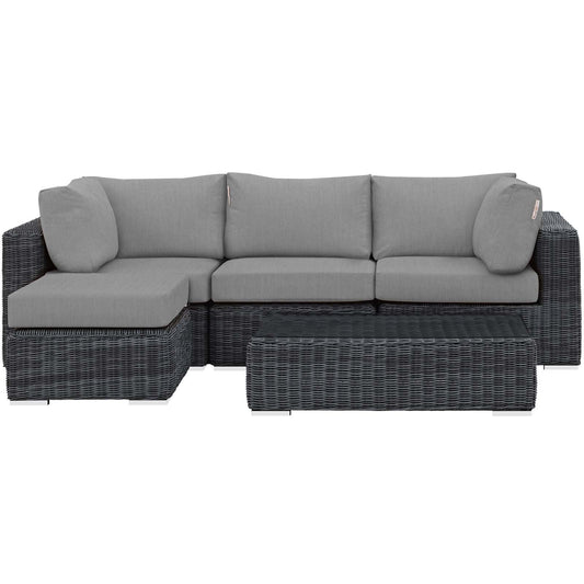 Modway Summon 5 Piece Outdoor Patio Sunbrella Sectional Set - EEI-1904 | Outdoor Sofas, Loveseats & Sectionals | Modishstore-2