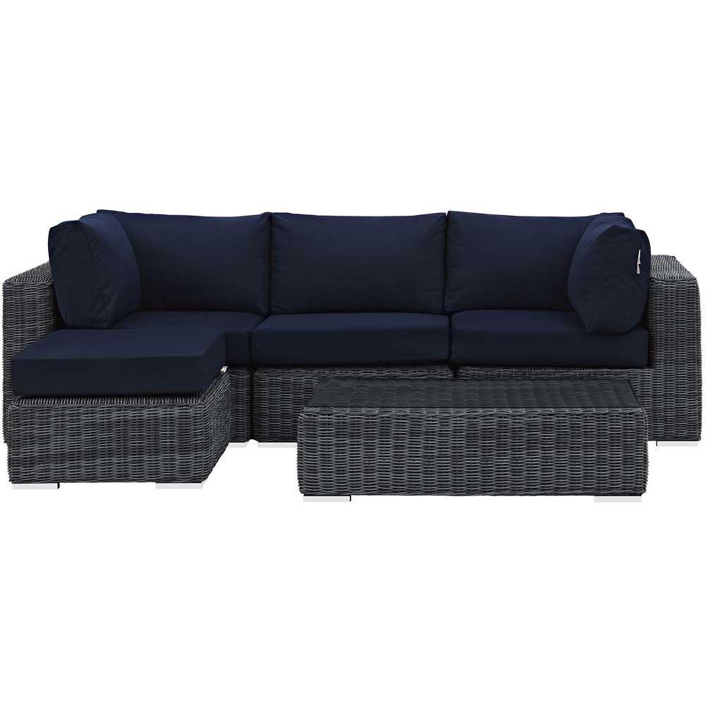 Modway Summon 5 Piece Outdoor Patio Sunbrella Sectional Set - EEI-1904 | Outdoor Sofas, Loveseats & Sectionals | Modishstore-6