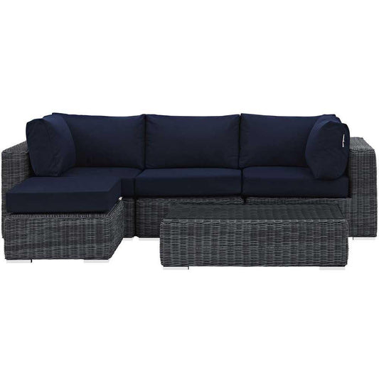 Modway Summon 5 Piece Outdoor Patio Sunbrella Sectional Set - EEI-1904 | Outdoor Sofas, Loveseats & Sectionals | Modishstore-6