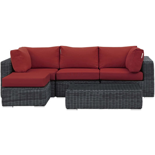 Modway Summon 5 Piece Outdoor Patio Sunbrella Sectional Set - EEI-1904 | Outdoor Sofas, Loveseats & Sectionals | Modishstore-3