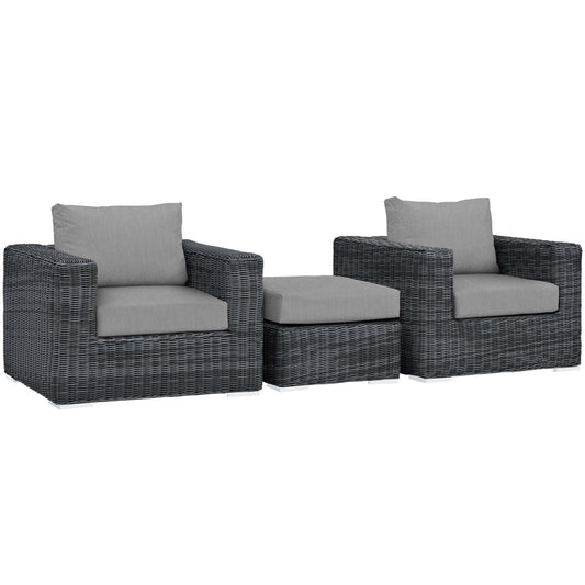 Modway Summon 3 Piece Outdoor Patio Sunbrella Sectional Set - EEI-1905 | Outdoor Sofas, Loveseats & Sectionals | Modishstore-3