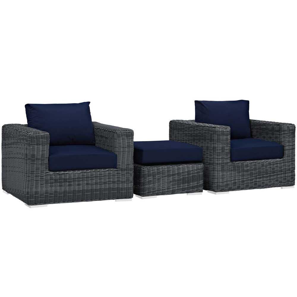 Modway Summon 3 Piece Outdoor Patio Sunbrella Sectional Set - EEI-1905 | Outdoor Sofas, Loveseats & Sectionals | Modishstore