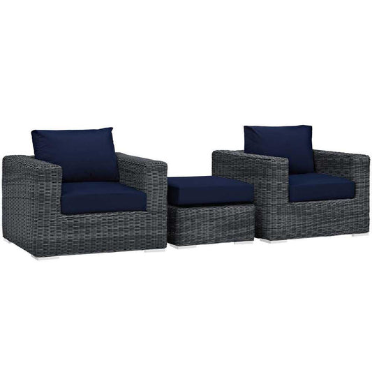 Modway Summon 3 Piece Outdoor Patio Sunbrella Sectional Set - EEI-1905 | Outdoor Sofas, Loveseats & Sectionals | Modishstore