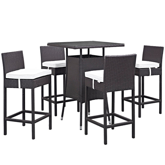 Modway Convene 5 Piece Outdoor Patio Pub Set - Small Bar Table | Outdoor Dining Set | 