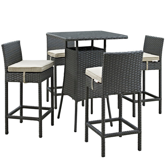Sojourn 5 Piece Outdoor Patio Sunbrella® Pub Set By Modway - EEI-1967 | Bar Stools & Table | Modishstore