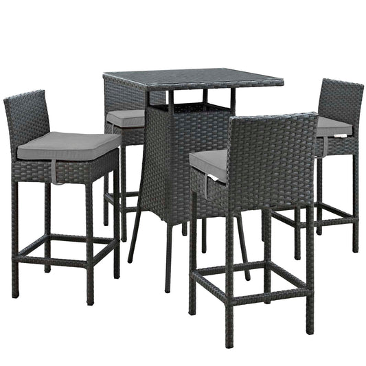 Sojourn 5 Piece Outdoor Patio Sunbrella® Pub Set By Modway - EEI-1967 | Bar Stools & Table | Modishstore - 2