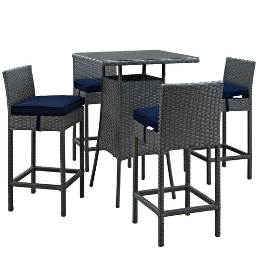 Sojourn 5 Piece Outdoor Patio Sunbrella® Pub Set By Modway - EEI-1967 | Bar Stools & Table | Modishstore - 3