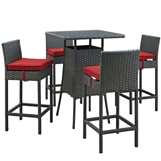 Sojourn 5 Piece Outdoor Patio Sunbrella® Pub Set By Modway - EEI-1967 | Bar Stools & Table | Modishstore - 4