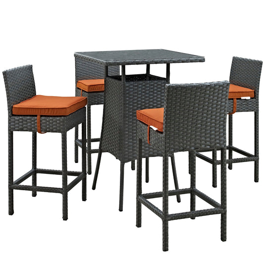 Sojourn 5 Piece Outdoor Patio Sunbrella® Pub Set By Modway - EEI-1967 | Bar Stools & Table | Modishstore - 5