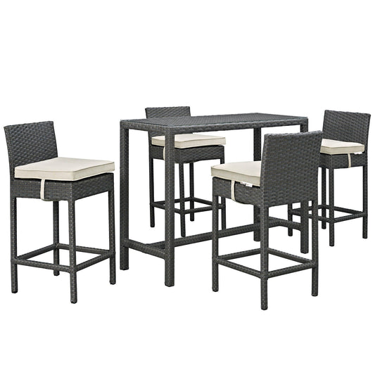 Sojourn 5 Piece Outdoor Patio Sunbrella® Pub Set By Modway - EEI-1968 | Bar Stools & Table | Modishstore