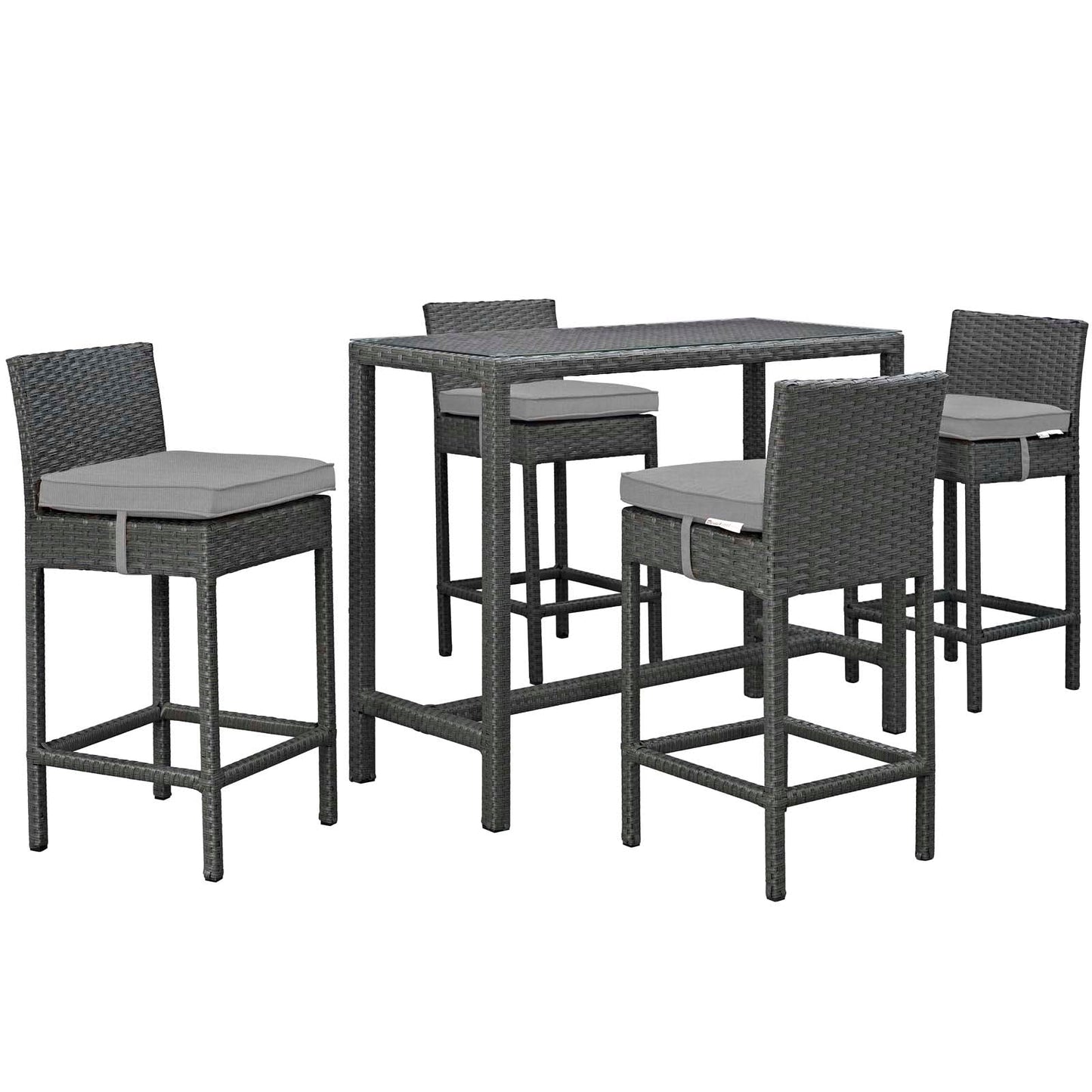 Sojourn 5 Piece Outdoor Patio Sunbrella® Pub Set By Modway - EEI-1968 | Bar Stools & Table | Modishstore - 2