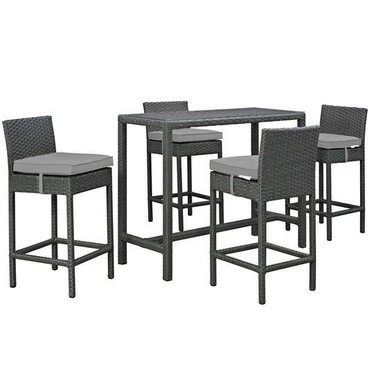 Sojourn 5 Piece Outdoor Patio Sunbrella® Pub Set By Modway - EEI-1968 | Bar Stools & Table | Modishstore - 2