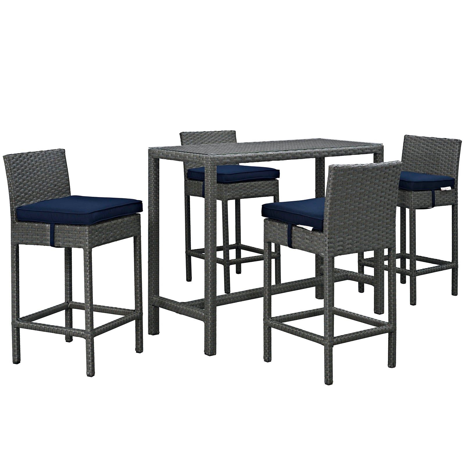 Sojourn 5 Piece Outdoor Patio Sunbrella® Pub Set By Modway - EEI-1968 | Bar Stools & Table | Modishstore - 3