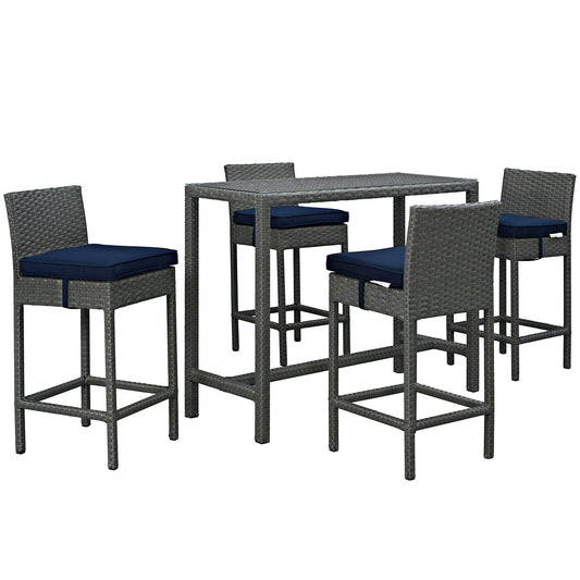 Sojourn 5 Piece Outdoor Patio Sunbrella® Pub Set By Modway - EEI-1968 | Bar Stools & Table | Modishstore - 3
