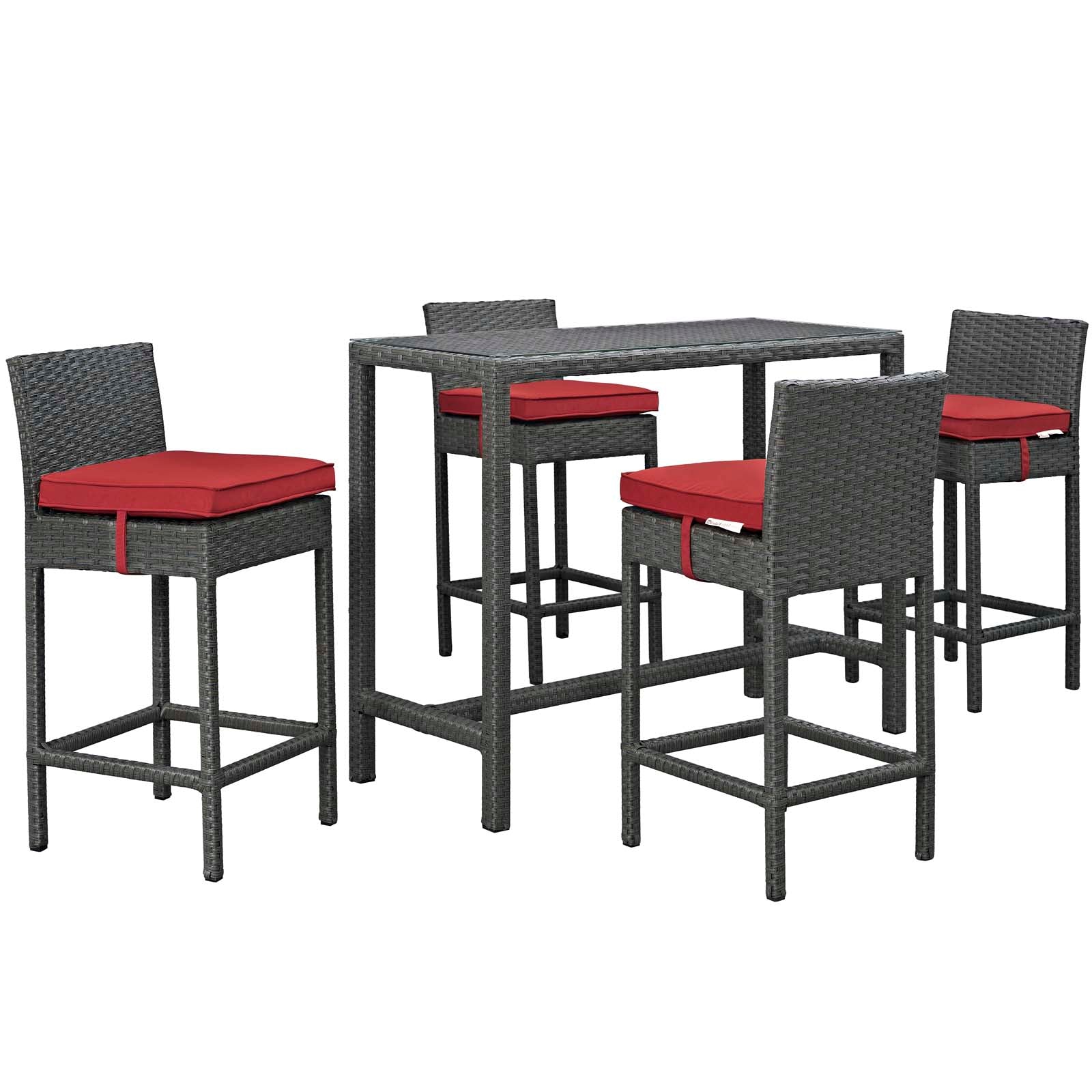 Sojourn 5 Piece Outdoor Patio Sunbrella® Pub Set By Modway - EEI-1968 | Bar Stools & Table | Modishstore - 4
