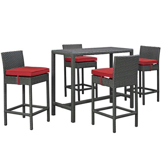 Sojourn 5 Piece Outdoor Patio Sunbrella® Pub Set By Modway - EEI-1968 | Bar Stools & Table | Modishstore - 4