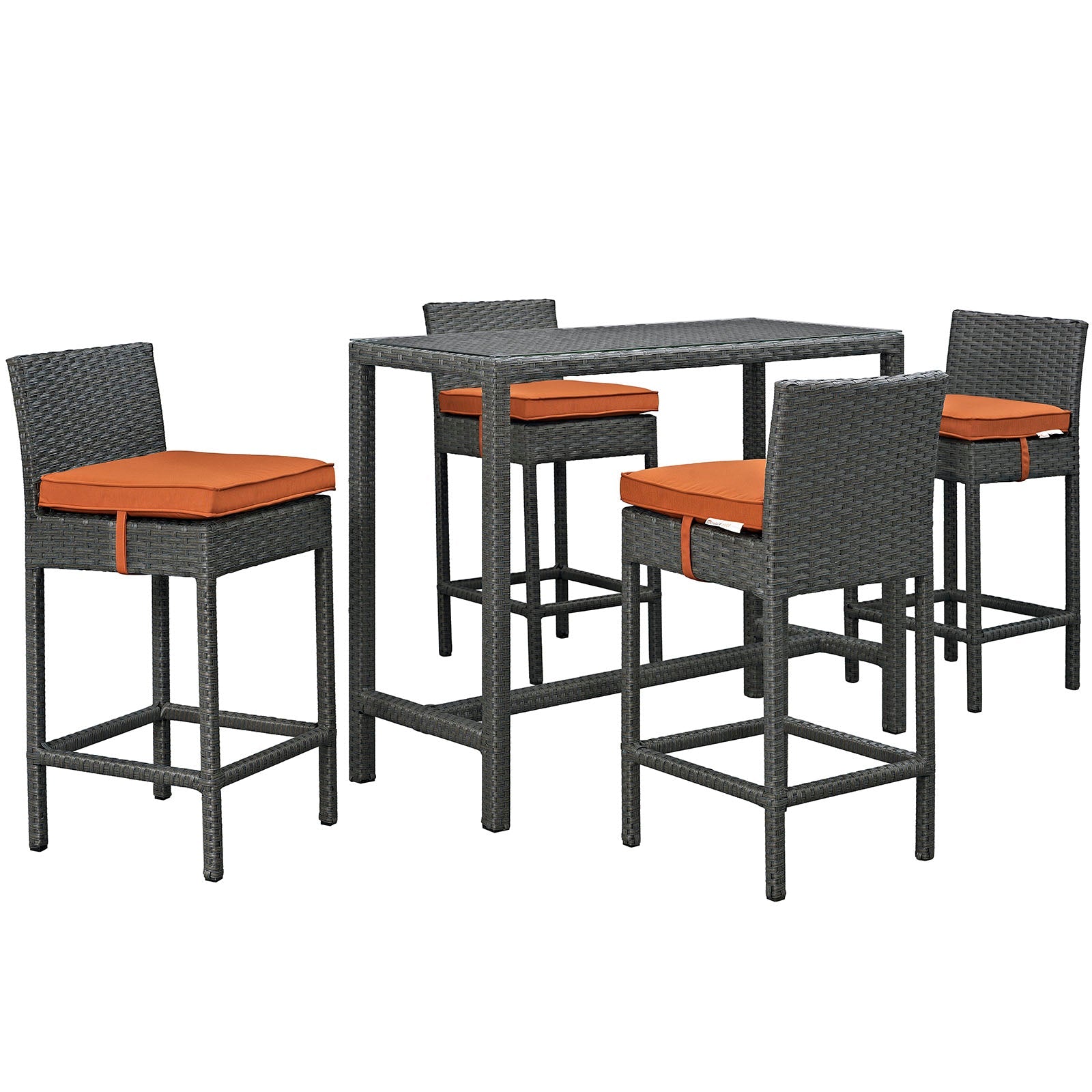 Sojourn 5 Piece Outdoor Patio Sunbrella® Pub Set By Modway - EEI-1968 | Bar Stools & Table | Modishstore - 5