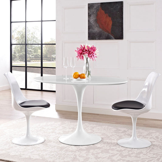 Modway Lippa 48" Oval Wood Top Dining Table in White | Dining Tables | Modishstore