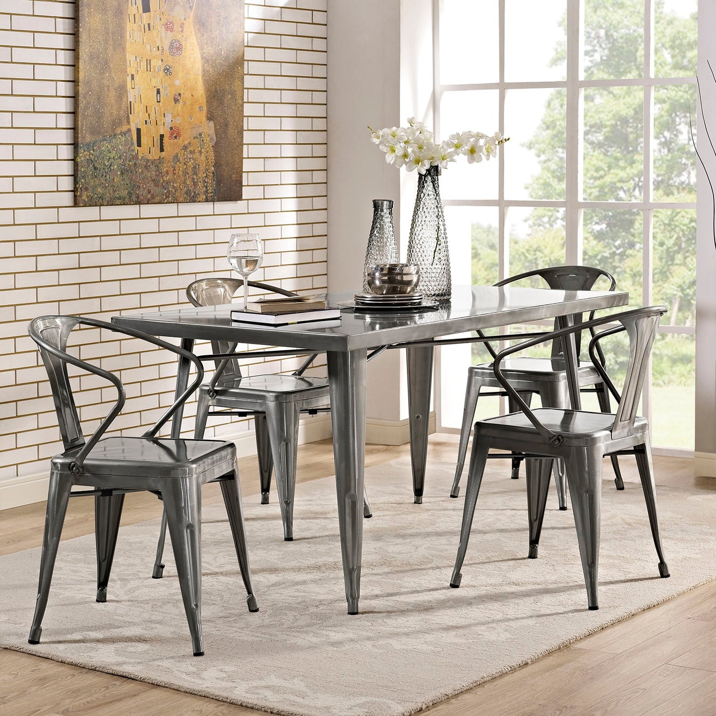 Modway Alacrity Rectangle Metal Dining Table - Gunmetal | Dining Tables