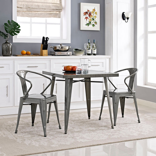 Modway Alacrity Square Metal Dining Table - Gunmetal | Dining Tables