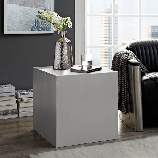 Modway Cast Stainless Steel Side Table - Silver | Side Tables
