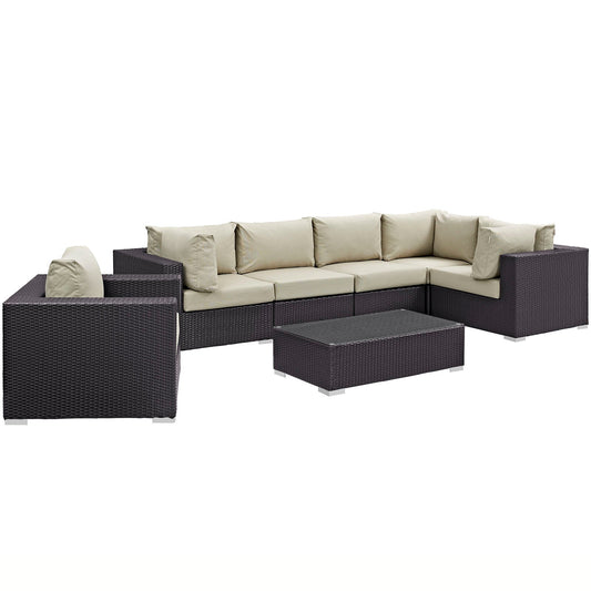 Modway Convene 7 Piece Outdoor Patio Sectional Set - EEI-2157 | Outdoor Sofas, Loveseats & Sectionals | 