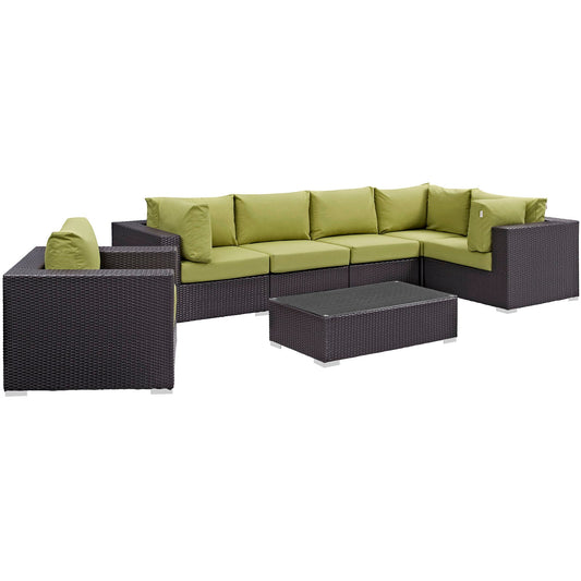 Modway Convene 7 Piece Outdoor Patio Sectional Set - EEI-2157 | Outdoor Sofas, Loveseats & Sectionals | 
