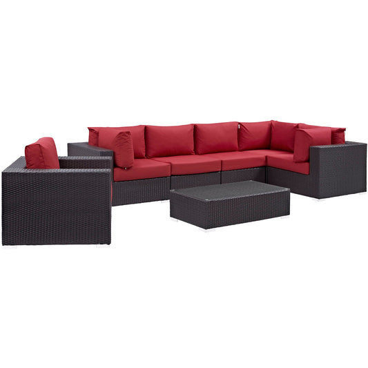 Modway Convene 7 Piece Outdoor Patio Sectional Set - EEI-2157 | Outdoor Sofas, Loveseats & Sectionals | 