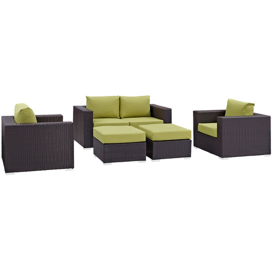 Modway Convene 5 Piece Outdoor Patio Sofa Set | Outdoor Sofas, Loveseats & Sectionals | 