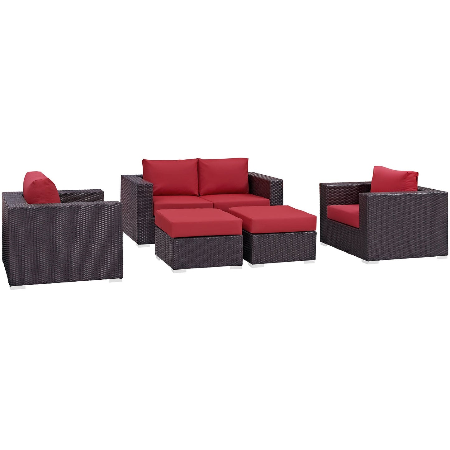 Modway Convene 5 Piece Outdoor Patio Sofa Set | Outdoor Sofas, Loveseats & Sectionals | 