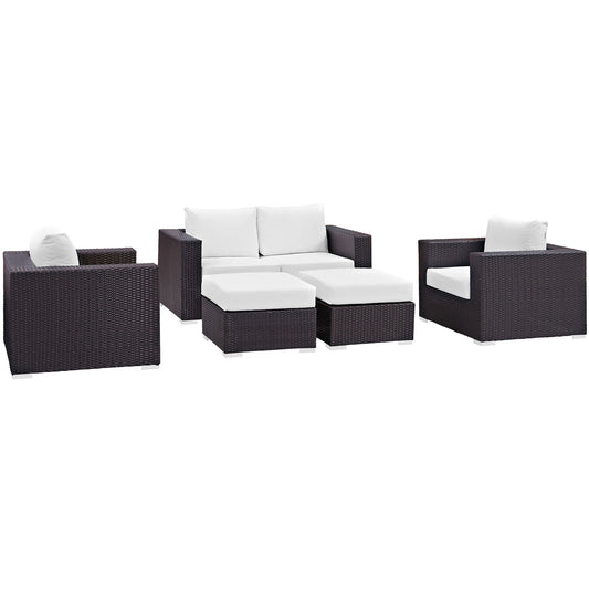 Modway Convene 5 Piece Outdoor Patio Sofa Set | Outdoor Sofas, Loveseats & Sectionals | 