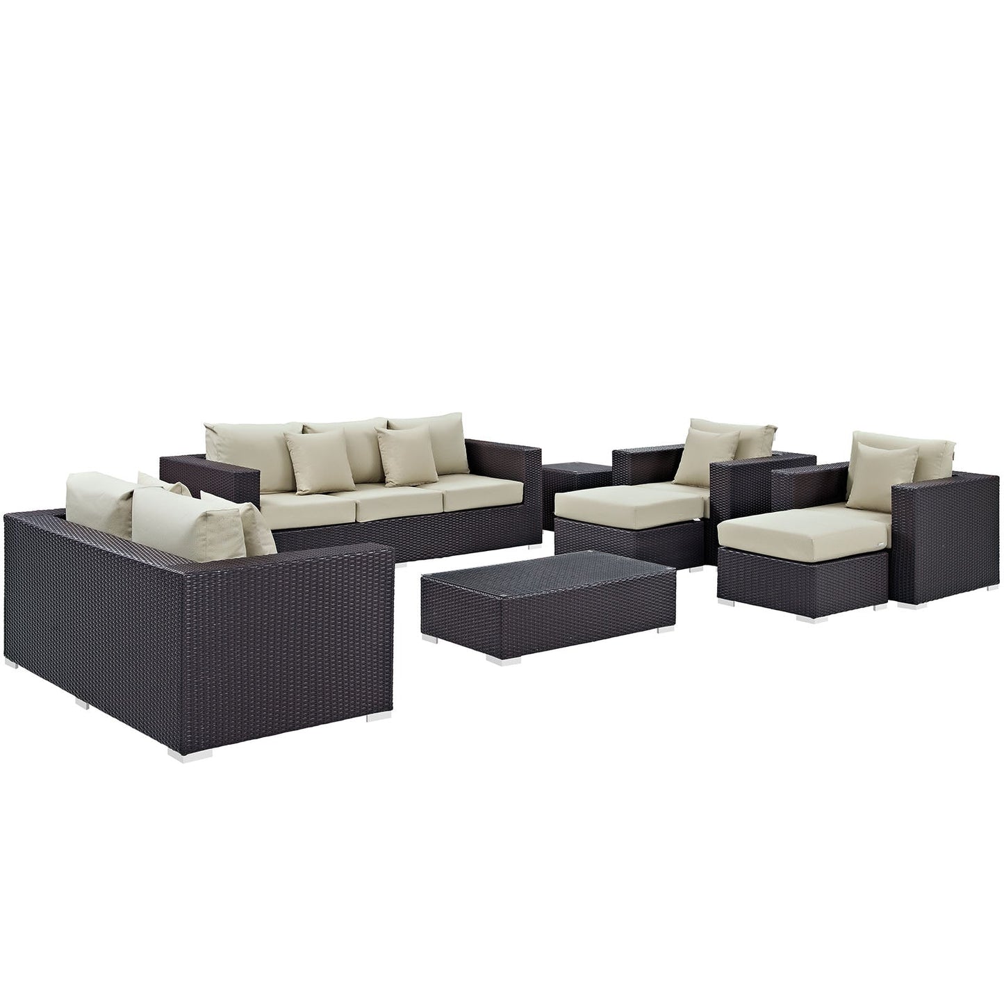 Modway Convene 9 Piece Outdoor Patio Sofa Set - EEI-2161 | Outdoor Sofas, Loveseats & Sectionals | 