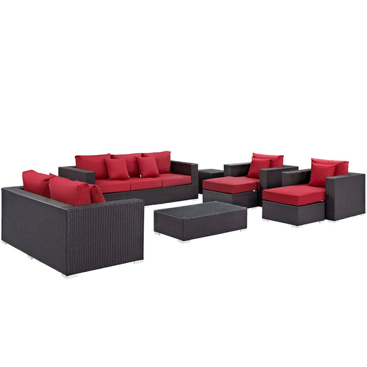Modway Convene 9 Piece Outdoor Patio Sofa Set - EEI-2161 | Outdoor Sofas, Loveseats & Sectionals | 