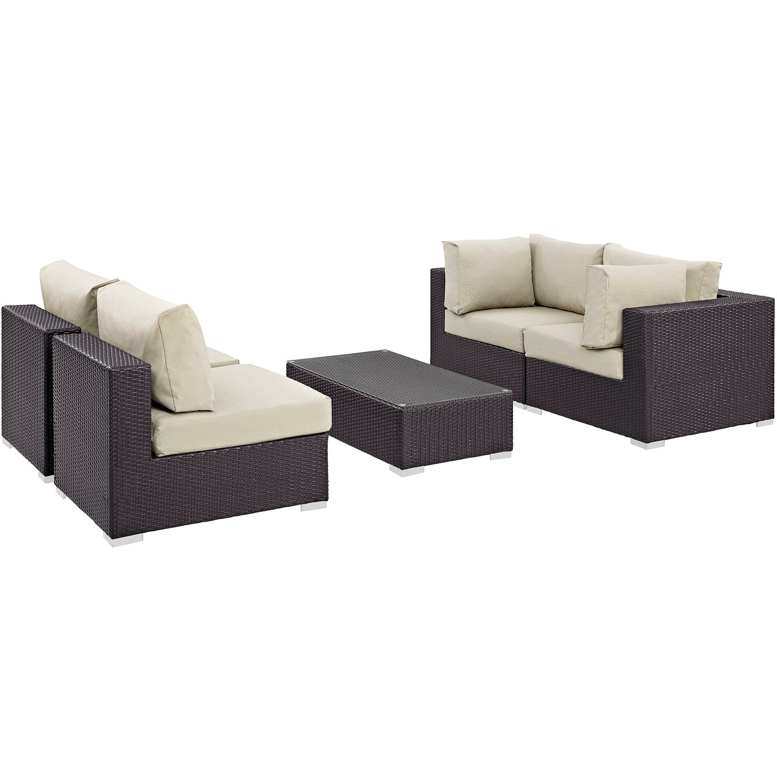 Modway Convene 5 Piece Outdoor Patio Coffee Table Set | Outdoor Sofas, Loveseats & Sectionals | 