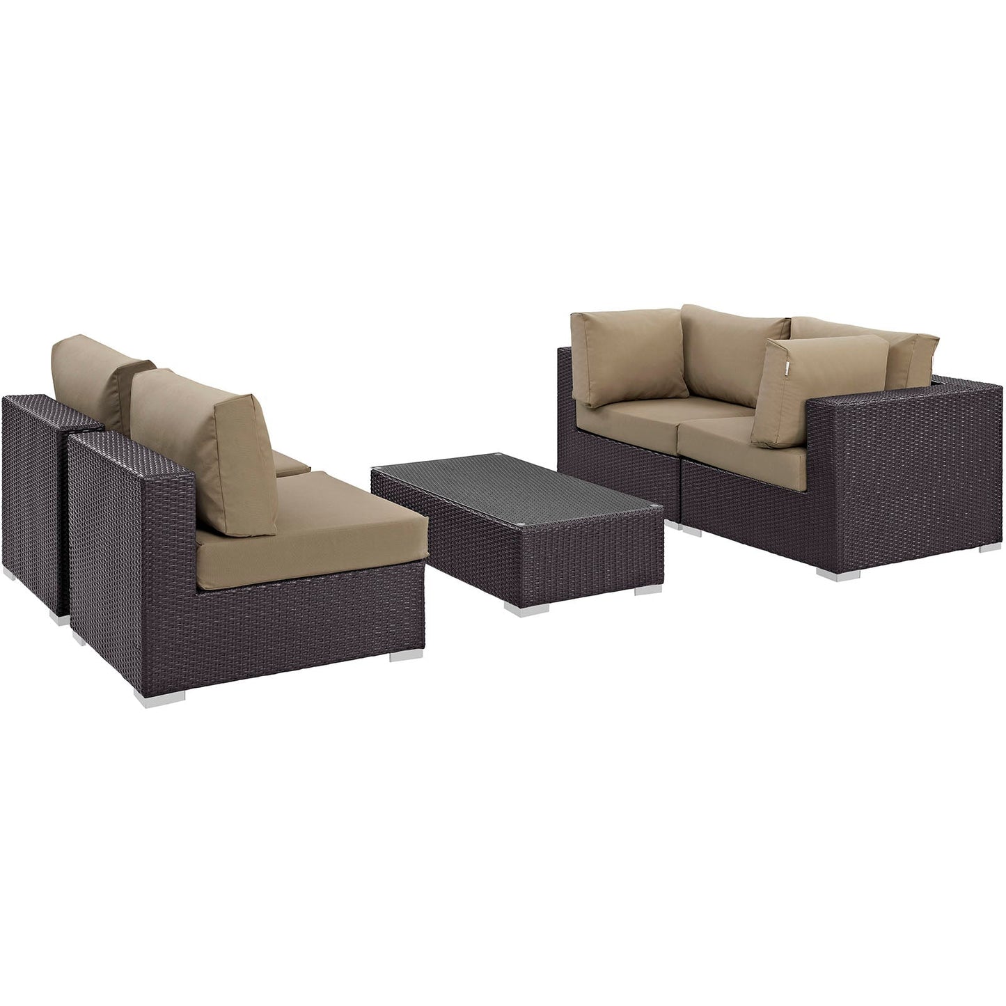 Modway Convene 5 Piece Outdoor Patio Coffee Table Set | Outdoor Sofas, Loveseats & Sectionals | 
