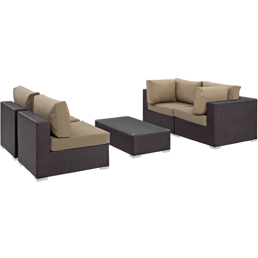 Modway Convene 5 Piece Outdoor Patio Coffee Table Set | Outdoor Sofas, Loveseats & Sectionals | 