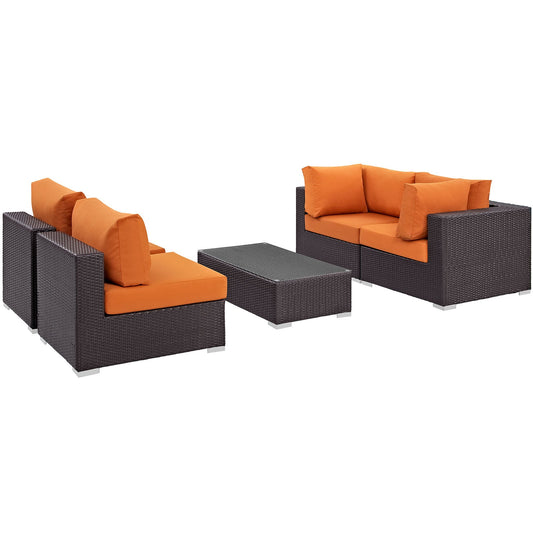 Modway Convene 5 Piece Outdoor Patio Coffee Table Set | Outdoor Sofas, Loveseats & Sectionals | 