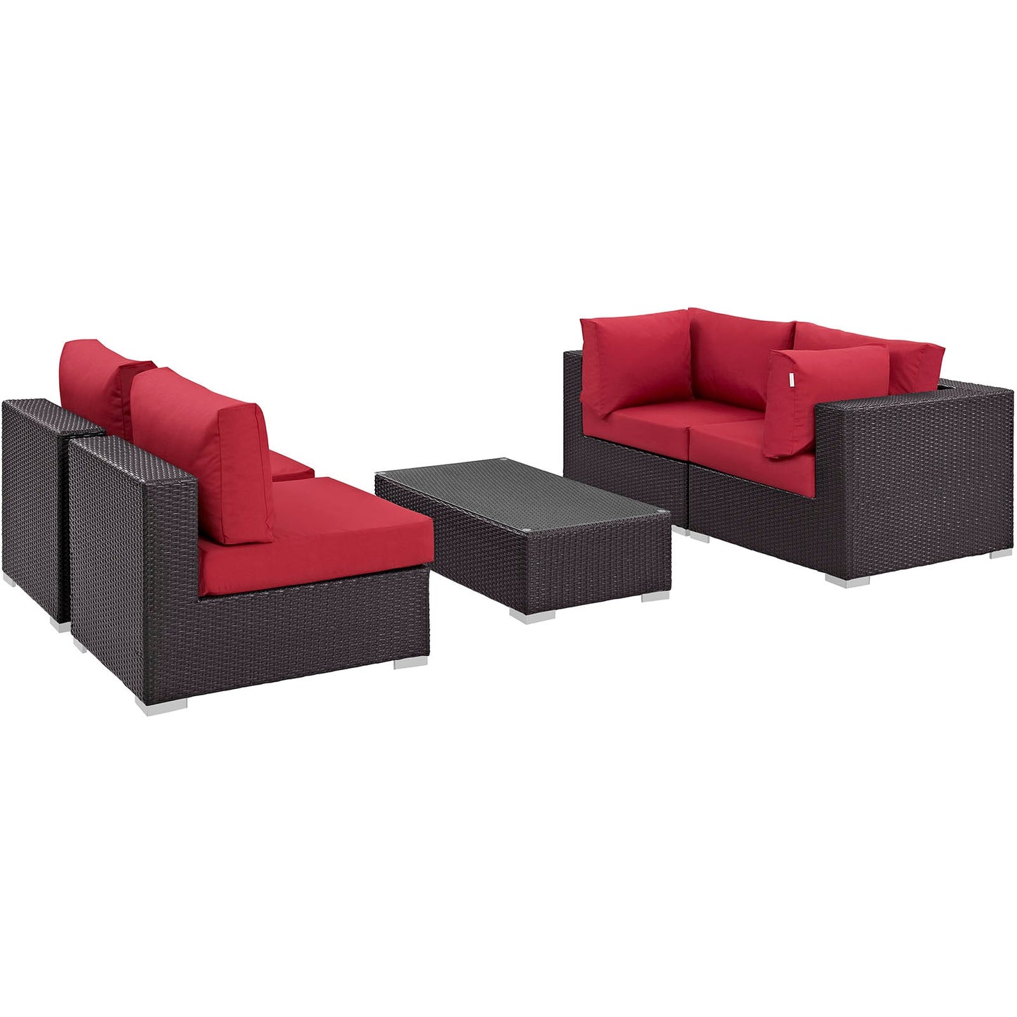 Modway Convene 5 Piece Outdoor Patio Coffee Table Set | Outdoor Sofas, Loveseats & Sectionals | 