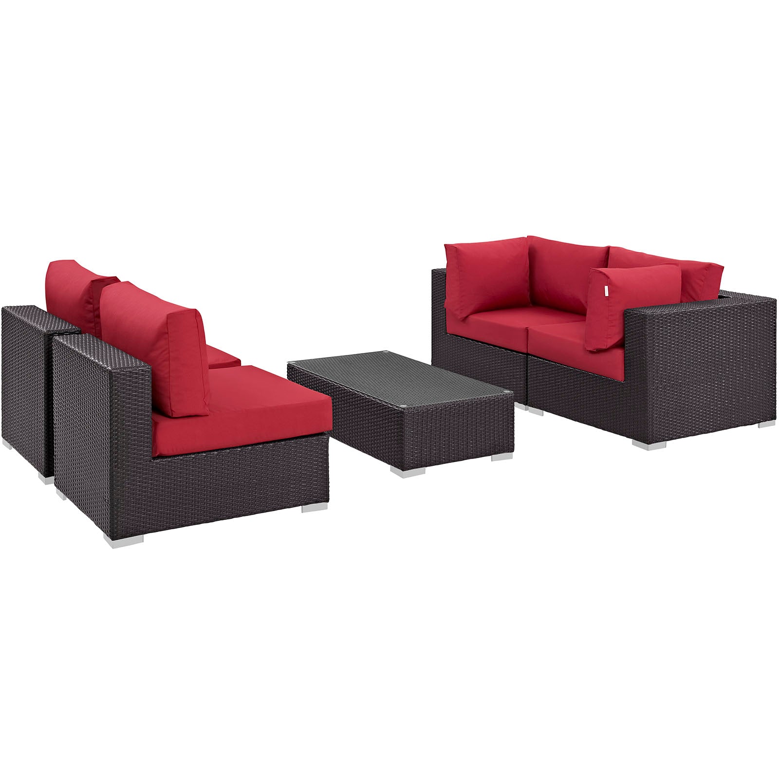Modway Convene 5 Piece Outdoor Patio Coffee Table Set | Outdoor Sofas, Loveseats & Sectionals | 