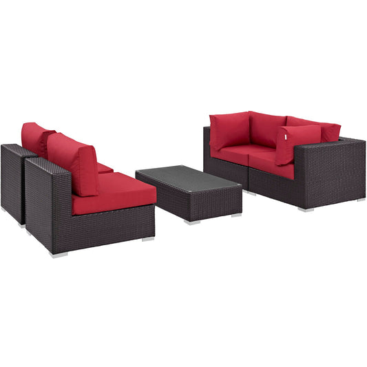 Modway Convene 5 Piece Outdoor Patio Coffee Table Set | Outdoor Sofas, Loveseats & Sectionals | 
